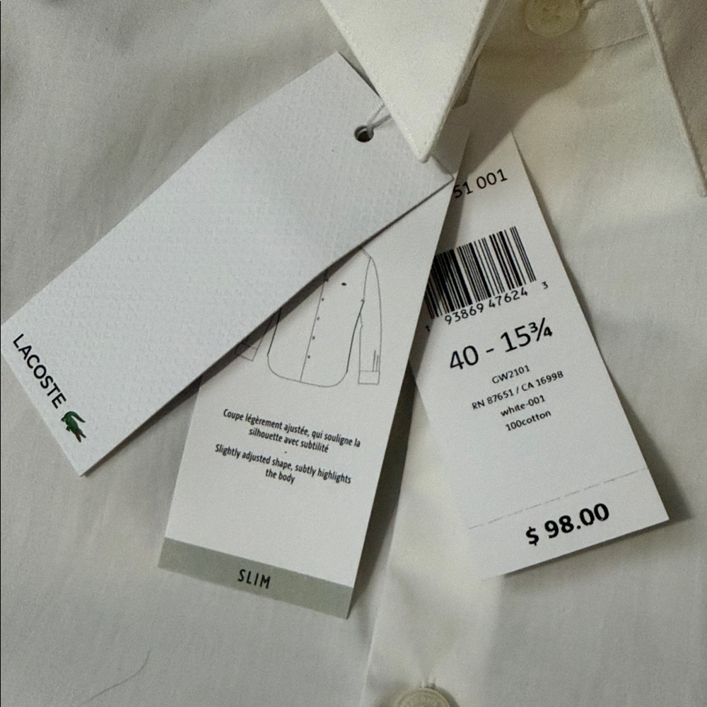 Lacoste Men's Elegant White Dress Shirt - Picture 5 of 13